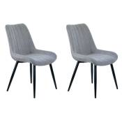 Meubletmoi - Lot de 2 chaises en tissu gris assise