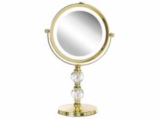 Miroir de maquillage avec éclairage led ø 18 cm doré