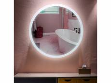 Miroir de salle de bain rond anti-buée hombuy - blanc froid 70*70*4.5cm