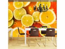 Papier peint intissé motifs de cuisine citrus fruits