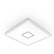 Plafonnier design carré, platine led 18W, éclairage plafond ultra-plat: 28mm, applique modern blanc-argenté, 2400Lm, lumière blanche neutre 4.000K,