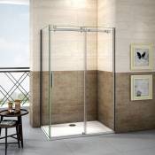 Porte de douche 140x90x195cm porte de douche coulissante cabine de douche en verre anticalcaire