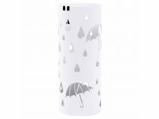 Porte parapluies en métal rond blanc avec un plateau et crochets luc23w songmics® 49 cm x Ø 19,5 cm