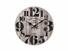 Rebecca mobili horloge murale mdf noir brun cuisine salon 33,8x33,8x4