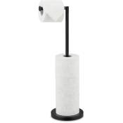 Relaxdays - Support de papier-toilette, réserve de 4 rouleaux, support vertical avec pied, 57x21,5x16,5 cm, en fer, noir