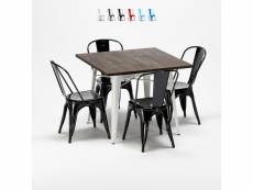 Table + 4 chaises carrées en métal bois tolix style industriel midtown