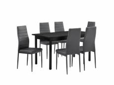Table à manger gris 140cm x 60cm x 75cm + chaises gris 96 cm x 43cm helloshop26 03_0004077