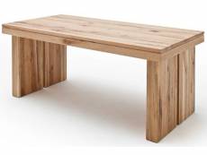Table à manger rectangulaire en chêne sauvage laqué mat massif - l.260 x h.76 x p.100 cm -pegane- PEGANE