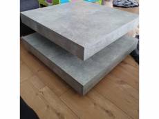 Table basse 360 ° rotative 70 x 70 x 34 cm en aspect béton marbré blanc