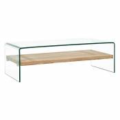 Table basse rectangulaire verre transparent et chêne