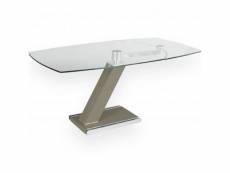 Table de repas extensible zebra shadow plateau en verre piétement taupe 20100891761