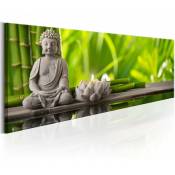 Tableau méditation de bouddha - 120 x 40 cm - Vert,