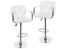 Tabourets de bar lot de 2 avec accoudoirs, chaises de bar hombuy avec motif triangulaire blanc