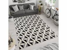 Tapiso maroc tapis moderne motif 3d géométrique noir blanc gris 140 x 190 cm T425B WHITE 1,40-1,90 MAROKO O0X