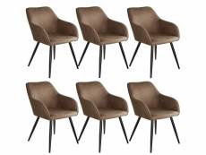 Tectake 6 chaises marilyn tissu - brun-noir 404068