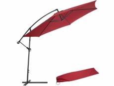 Tectake parasol 350 cm avec housse de protection - rouge 400625