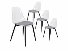 Trina - lot de 4 chaises transparentes et pieds métal