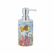 WENKO Distributeur de savon Rollin'Art Ocean Life, distributeur à pompe rechargeable en céramique de 360 ml pour savon, liquide vaisselle ou