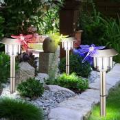 3 x luminaires solaires libellule led éclairage jardin