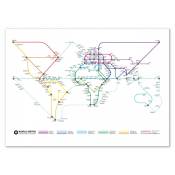 Affiche 50x70 cm - World Metro Map - Olivier Bo