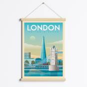 Affiche Londres Tower Bridge + Cadre Magnétique (Bois) 50x70 cm