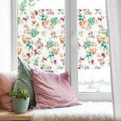 Ambiance-sticker - Film Fenêtre Anti Regard Occultant - motif floral - Stickers pour Vitres & Porte de Douche - 40x100cm - multicolore