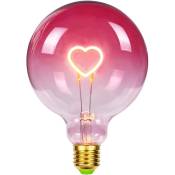 Ampoule Led Grand Globe Edison Ampoule G125 Rose Couleur Coeur Filament 2W Dimmable Spécialité Ampoule Décorative 220-240V E27 [Classe énergétique g]