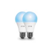 Aura 1050 : Pack de 2 ampoules led Wi-Fi E27, 10W, 1050lm, éclairage intelligent, lumière blanche dimmable, lumière de couleur dimmable, intensité