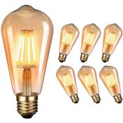 Beijiyi - Ampoule rétro led Edison, ampoule ambre ST64, ampoule rétro E27 4W, couleur chaude-2200K, lumières rétro Edison, 6 pièces