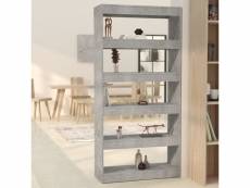 Bibliothèque de séparation meuble de rangement | meuble étagère gris béton 80x30x166 cm aggloméré meuble pro frco84177
