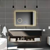 Biubiubath - 100x60cm Tricolor anti-buée led miroir de salle de bain avec bluetooth simple et miroir grossissant 3x