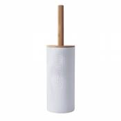 Brosse de toilette avec support - Brosse de toilette en bois, convient pour le nettoyage des toilettes dans la salle de bain 9.3cm * 35.5cm Blanc