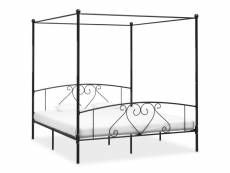 Cadre de lit à baldaquin noir métal 180 x 200 cm cadre 2 personnes