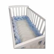 Cadre de lit tour de lit - 280 cm de long - Tressé - Bleu
