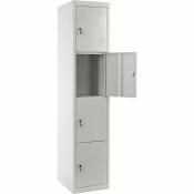 Caisson à tiroirs casier rangement bureau quatre portes verrouillables 180x38x45cm en métal gris - or