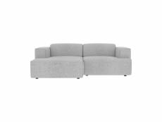 Canapé d'angle gauche 3 places aska en tissu gris clair chiné