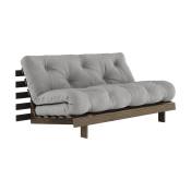 Canapé-lit en pin carob brown et tissu gris 160 x