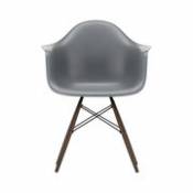 Chaise DAW - Eames Plastic Armchair / (1950) - Pieds bois foncé - Vitra gris en plastique