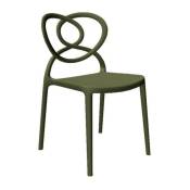 Chaise en polypropylène vert olive avec dossier en forme de coeur - Lovely