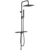 Colonne de douche Noir Mat Avec Tablette kira – Entraxe réglable - Rain Shower Douchette 28x28mm – Flexible pvc