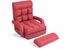 Costway 18 grille fauteuil de salon convertible,rouge, fauteuil relax avec dossier réglable sur 5 positions,pour salon bureau chambre