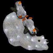 Décoration extérieure de Noël LED Pingouins glissant