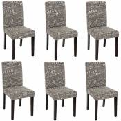 Décoshop26 - Lot de 6 chaises de salle à manger en tissu imprimé gris pieds foncés