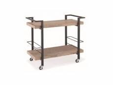 Désserte, meuble de rangement design pour cuisine ou salle à manger trolley. Coloris bois et noir