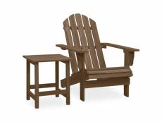 Détente sur cette chaise de jardin avec table bois de sapin marron - brun