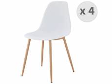 Ester - chaise scandinave blanc pieds métal bois (x4)