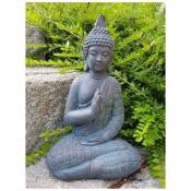 Figure de Bouddha jardin Statue en pierre artificielle Figure 33cm Feng Shui Déco Aspect bronze - noir