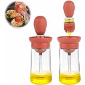 Flacon distributeur d'huile d'olive en verre avec brosse en silicone 2 en 1 pour la cuisine, le barbecue, les crêpes - Rouge(1 pc) - Rhafayre