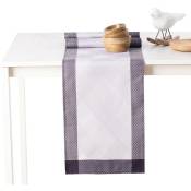 Flhf - Chemin de table Blanc + Violet 30x160 - Blanc
