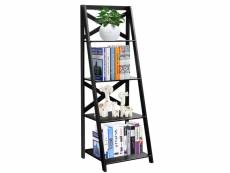 Giantex échelle d'etagère en bois échelle bibliothèque style moderne avec 4 tablettes pour plantes, livres 50,7x46x1x142,5cm noir